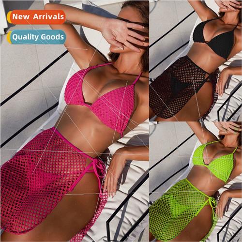 New mesh cutout fabric three-piece bikini sexy swimsu wh LG2