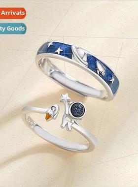 New Astronaut Ring Couple Pair Rings Picking Star Spaceman R