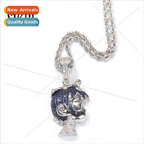 Hip hop copper inlaid color zirconium cartoon ltle boy penda