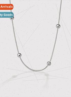 S925 silver between round beads snake bone chain female simp