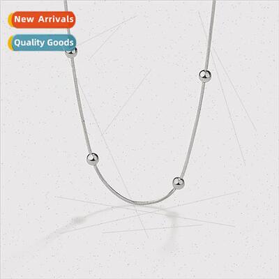 S925 silver between round beads snake bone chain female simp
