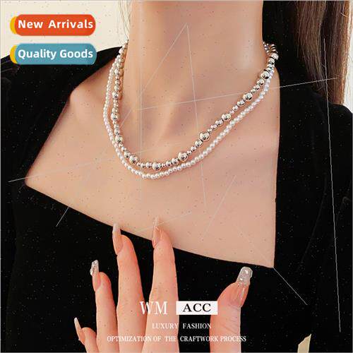 Koreasimple winding pearl double layer necklace fall winter
