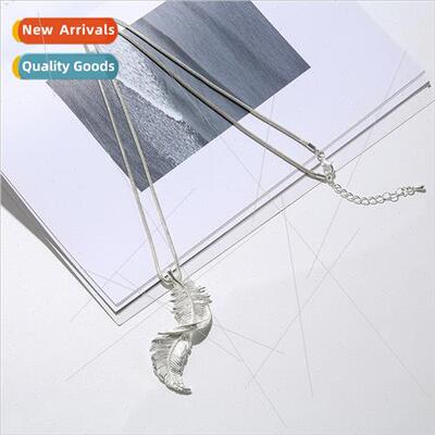 Europe Hundred Feather Frosted Sweater Chain Long Necklace W