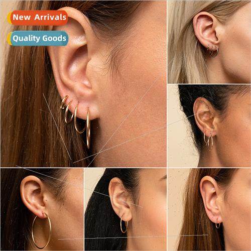 Europe Stainless Earring Earrings mple Tanium Steel Gold-Pla