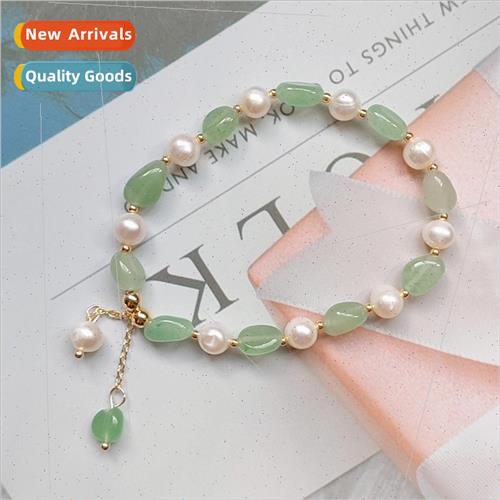 ins niche clad summer green jade natural bracelet elastic ro