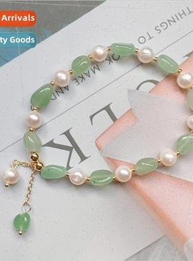 ins niche clad summer green jade natural bracelet elastic ro
