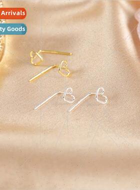 S925 Mori cold wind hollowed out love free earrings small li