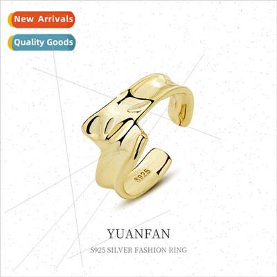 925 silver vintage metal wind irregular ring female Europe i