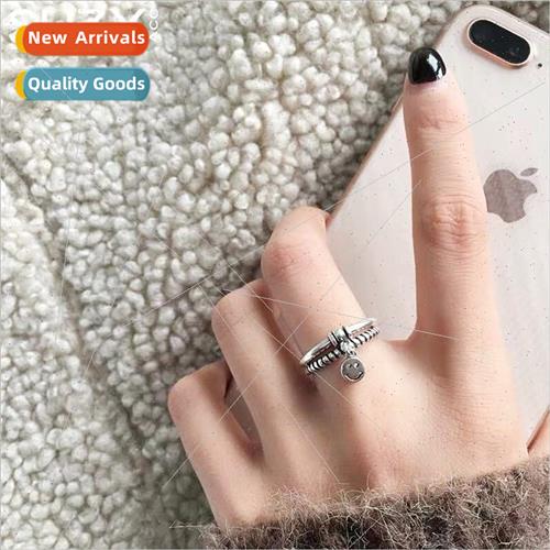 Vintage do old smiley face double layer niche ring female in