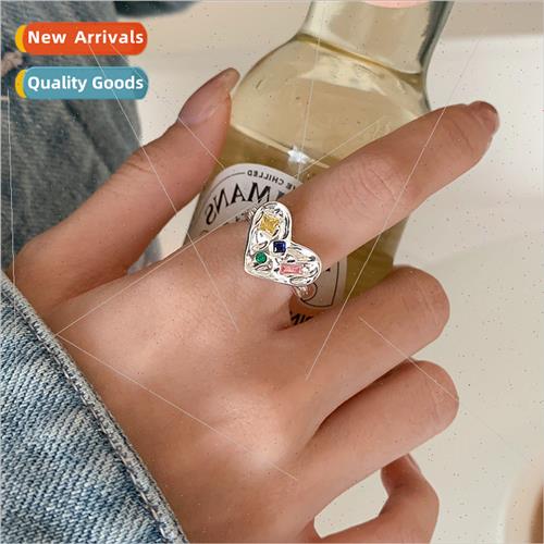 Fancy Color Diamond Heart Ring Europe Index Ring Opening Irr