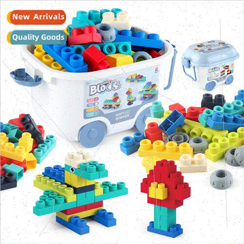 Children assembled large particles soft plastic blocks can b