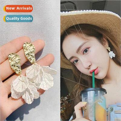 925 silver needle imation shell flower gold sequin earrings