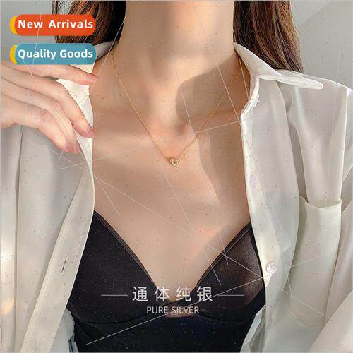 S925 silver plated wh diamonds U-shaped necklace simple hors