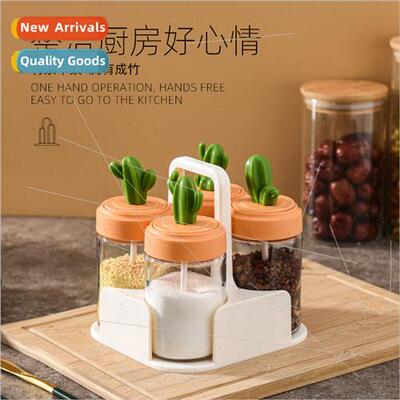 Cactus kchen spice organizer household glass spice jar salt