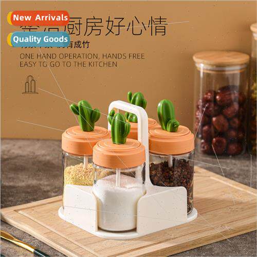 Cactus kchen spice organizer household glass spice jar salt