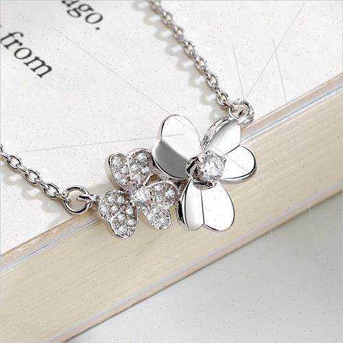 Korea new diamond-set three flowers necklace female fashion