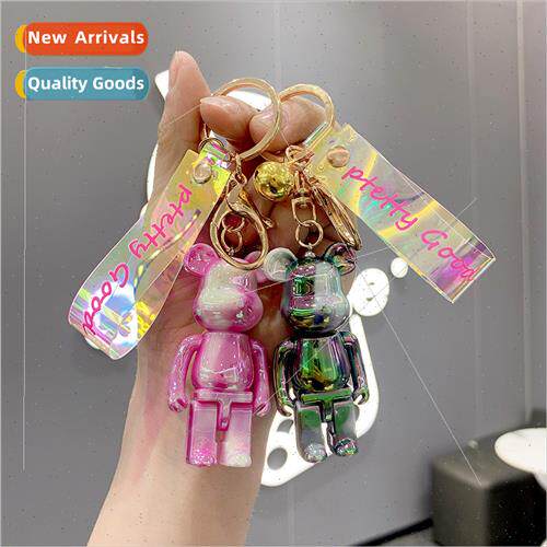 Acrylic gradient violent bear key chain cute doll car pendan