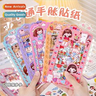 Cartoon girl hand-drawn stickers cute handbook stationery ma