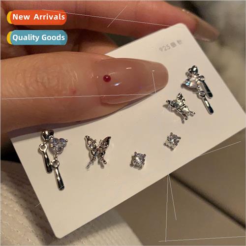 Set 6 old good-looking butterfly earrings female ins niche l