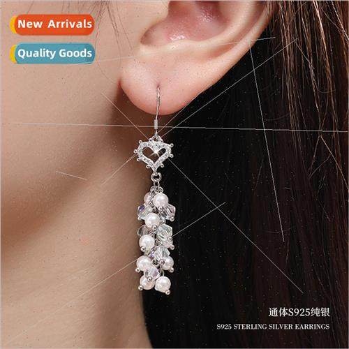 s925 silver cluster love earrings female niche fashion hundr