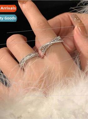 Sense cross zirconia wh diamonds ring women niche stacking i