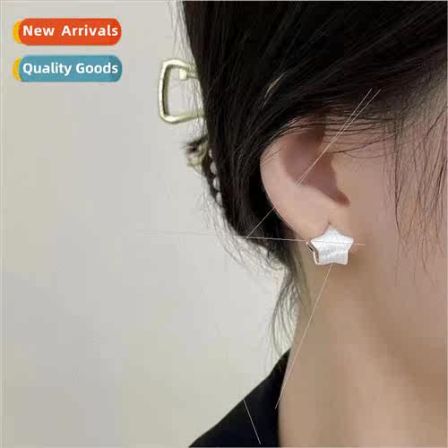 925 silver Korea ins sweet brushed pentagram earrings star p