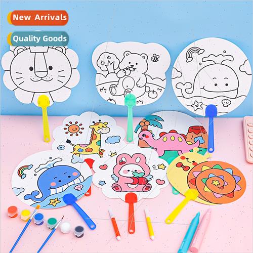 Cartoon diy doodle fan children cute hand-painted blank smal