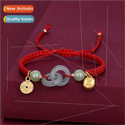 Auspicious hand-woven bracelet new ring interlocking peace b