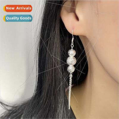 Tassel earrings fashion frosted carved trans round beads ear