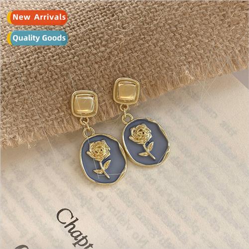 Mountain Haze Blue French Mosquo Plate Ear Clips Vintage Ros