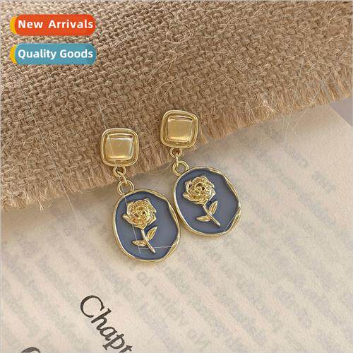 Mountain Haze Blue French Mosquo Plate Ear Clips Vintage Ros