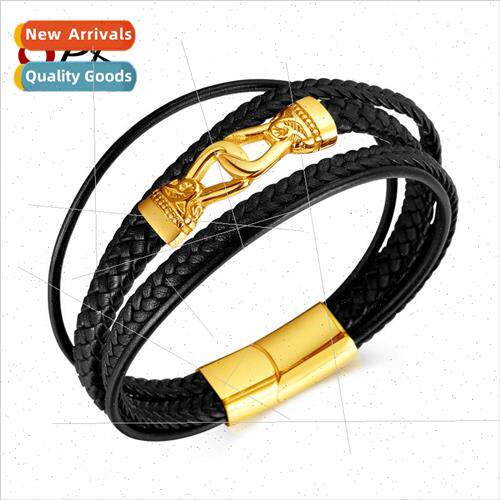 Handmade Braided Leather HJewelry Europe Trend Multi-Layer L