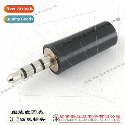Plastic round shell 3.5mm assembled 4-headphone plug quad 3.