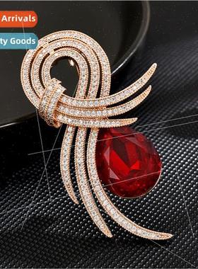 Europe Delicate Elegance Angel Wings Ruby Classic Coat Brooc