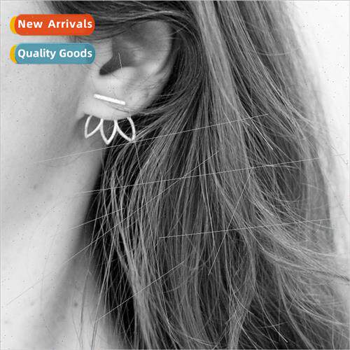 mple Stainless Steel Creative Flower Earrings Hollowed Out E