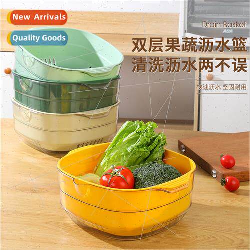 Thickened double draining basket kchen sink fru basket dishw