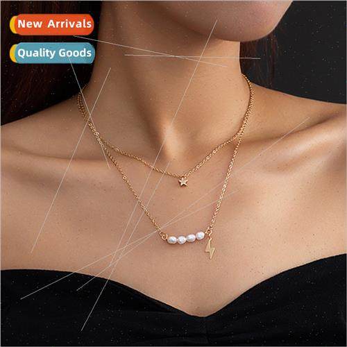 Pentagram ghtning Double Layered Whe Natural Ladies Necklace