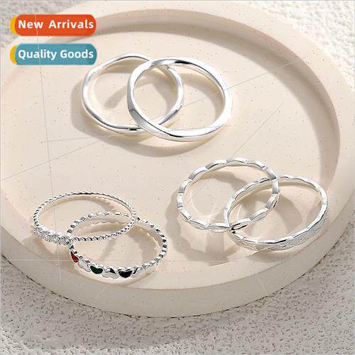 mple plain ring solid closed s999 silver ring female Korea s