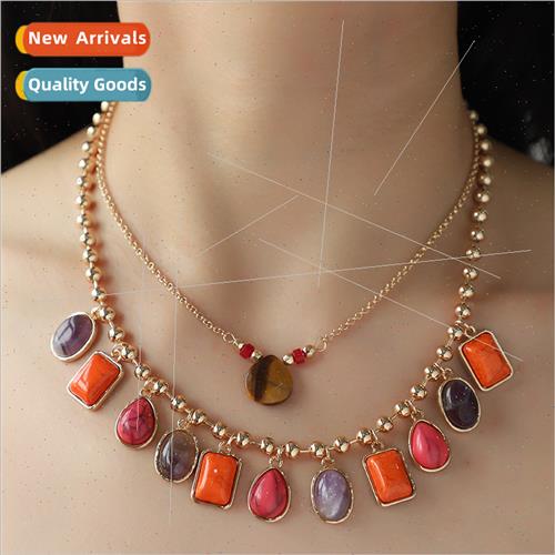 2024 Spring Summer New Turquoise Color Stacking Fashion Neck