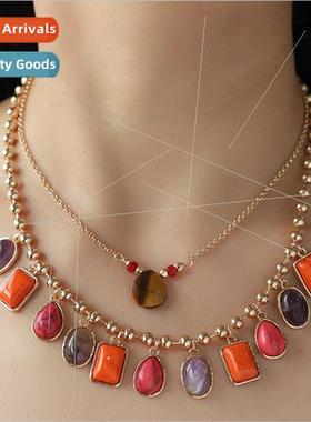 2024 Spring Summer New Turquoise Color Stacking Fashion Neck