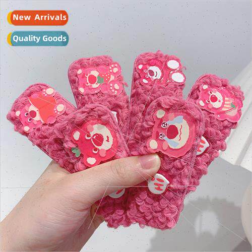 Autumn winter lamb wool strawberry bear BB clip fresh sweet