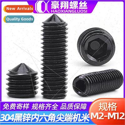 Black zinc plated 304 hexagon socket tip machine meter screw