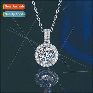 S925 silver moissanite 8mm main stone round pendant lock bon