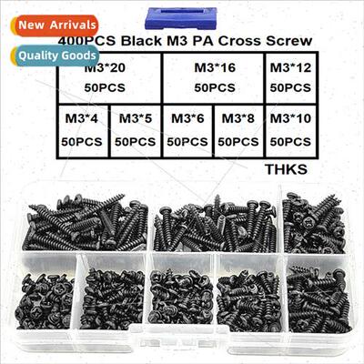400pcs box M3 M2.3 M2.6 black round head Phillips PA self-ta