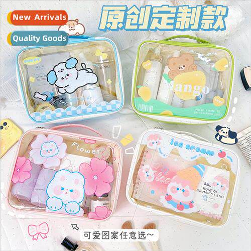 ins transparent makeup bag cute large capacy wash bag cartoo