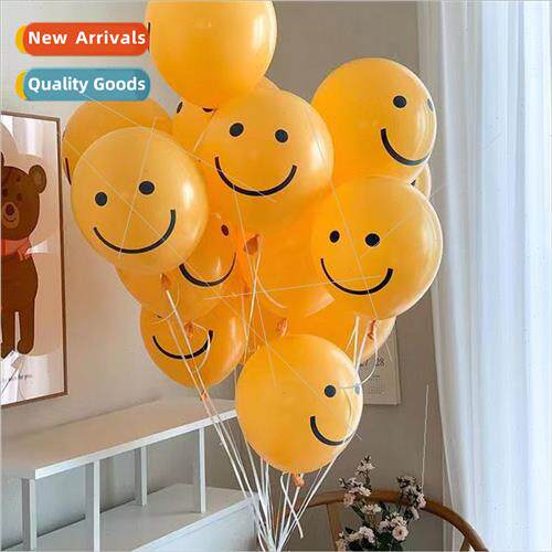 10 inch yellow smiley face emoji latex balloon lemon yellow