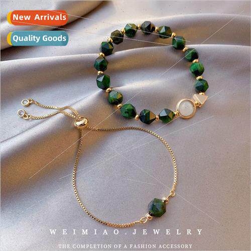 Emerald bracelet niche minimalist twopcs cold wind Mori stri