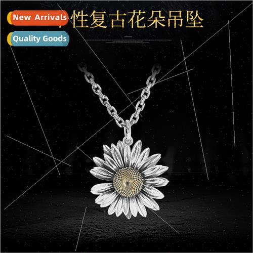 New summer daisy flower pendant necklace men vintage Thai si
