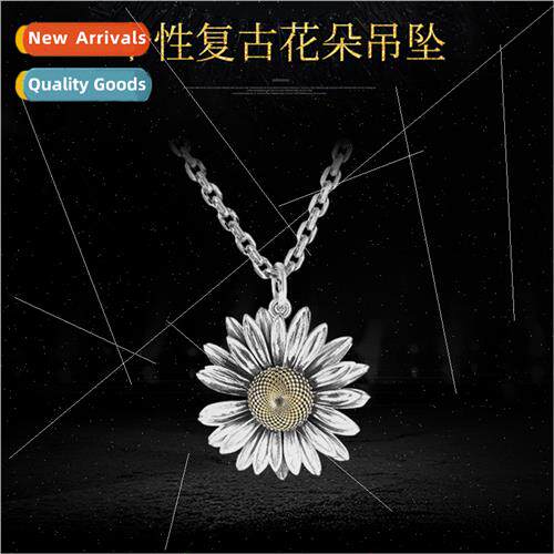New summer daisy flower pendant necklace men vintage Thai si