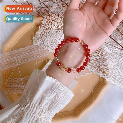 Natural red agate bracelet women ins festive red crystal pos